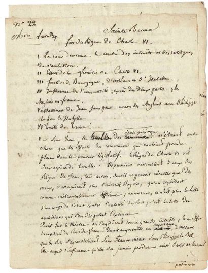 Charles-Augustin sainte-beuve (1804-1869) [AF] MANUSCRIT autographe signé, Fin du...