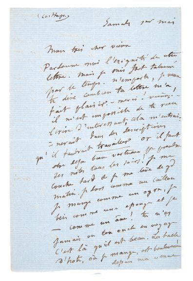 FLAUBERT, Gustave Lettre autographe signée, adressée à Ernest Feydeau Carthage, 1er...