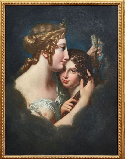 GIOACCHINO GIUSEPPE SERANGELI (ROME 1768 - TURIN 1852) Venus et Cupidon Toile d'origine....