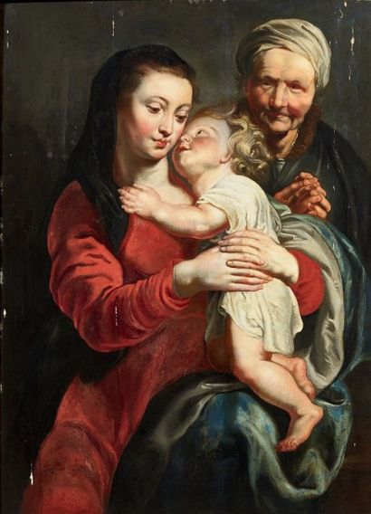 Ecole Flamande du XVIIe siècle, atelier de Pierre Paul Rubens Vierge à l'Enfant avec...