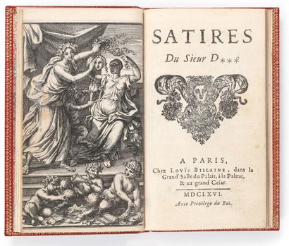 [BOILEAU-DESPRÉAUX (Nicolas)] Satires du Sieur ***.
Paris, Louïs Billaine, 1666.
In-12,...