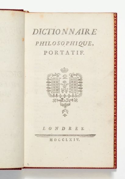 [VOLTAIRE] Dictionnaire philosophique portatif. Londres [Genève, Gabriel Grasset],...