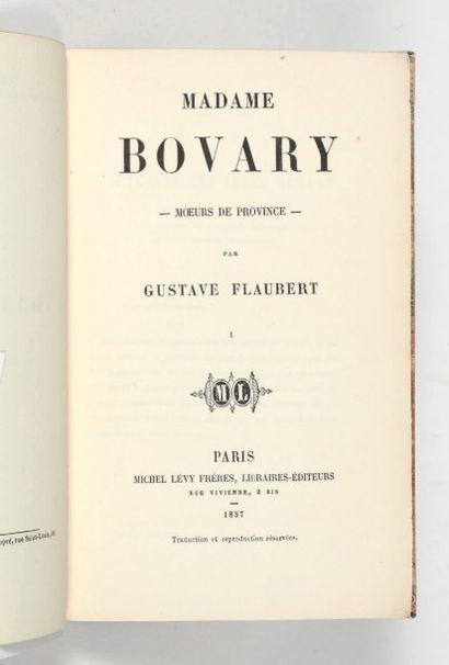 FLAUBERT (Gustave) Madame Bovary. Moeurs de province. Paris, Michel Levy frères,...