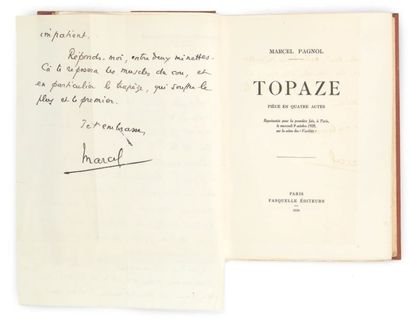 PAGNOL (Marcel) Topaze. Pièce en quatre actes. Paris, Fasquelle, 1930. In-4, demi-maroquin...