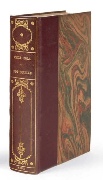 ZOLA (Emile) Pot-Bouille. Paris, G. Charpentier, 1882. In-12, demi-maroquin rouge,...