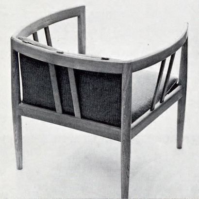 ILLUM WIKKELSØ (1919-1999) 
Paire de tabourets, variante du modèle «272»
Teck, cuir...
