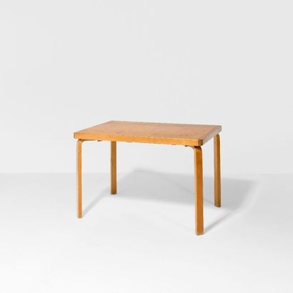 Alvar Aalto (1898-1976) 
Table à deux allonges intégrées
Contreplaqué de bouleau
Édition...
