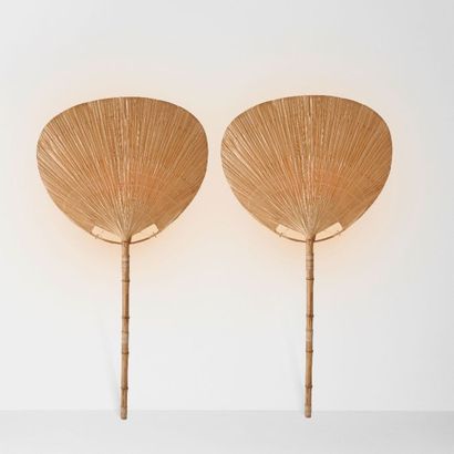 Ingo MAURER (né en 1932) 
Paire de grandes appliques modèle «Uchiwa»
Bambou et papier
Édition...