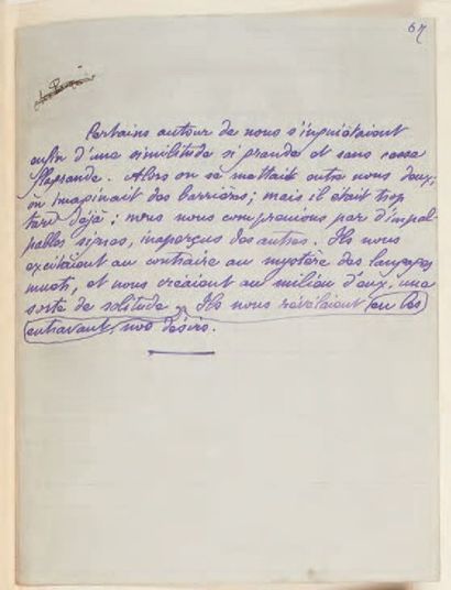 GIDE, André [Les Cahiers d'André Walter.] Sans lieu ni date [1890]. Manuscrit autographe...