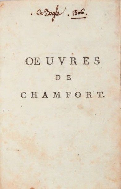 CHAMFORT, Sébastien Roch Nicolas Maximes et Pensées. Caractères et anecdotes. [In:...