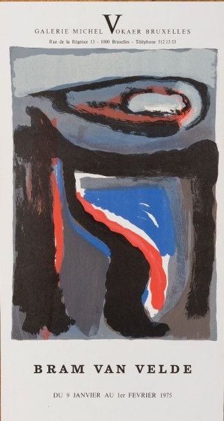 Bram VAN VELDE (1895-1981) 
Affiche de l'exposition de l'artiste Galerie Michel Vokaer,...