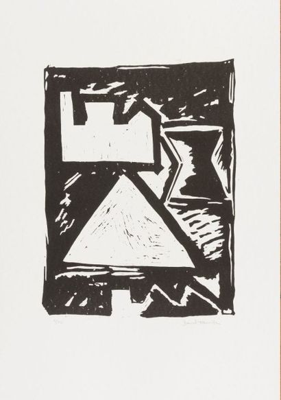 DANIEL FAUVILLE (1953) 
Paysage industriel, 1987
Linogravure numérotée 9/12.
Signé...