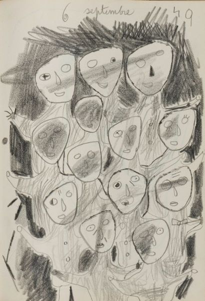 René Guiette (1893-1976) 
Black sketchbook 1949-1951
Comprenant 43 dessins (un dessin...