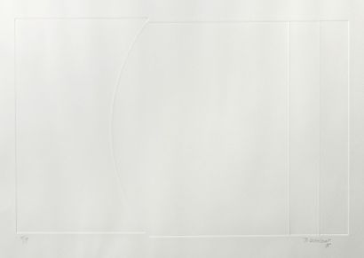 Jo Delahaut (1911-1992) 
Blanc sur blanc, 1975
Impression en relief sur papier blanc,...