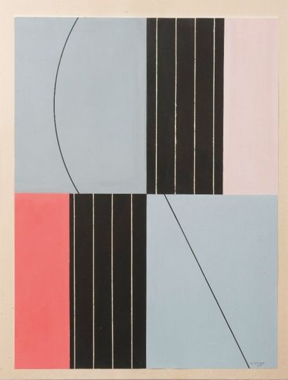 Jo Delahaut (1911-1992) 
Composition, 1975
Gouache sur papier.
Signée et datée en...