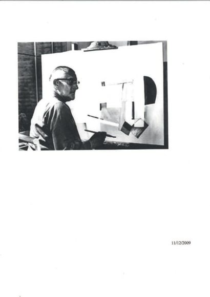KURT LEWY (1898-1963) 
Composition n°208, 1963
Huile sur toile.
Monogrammée et datée...