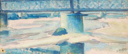 Charles Alexandre MALFRAY (1887-1940) 
Le pont de fer
Huile sur papier marouflé sur...