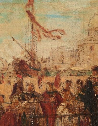 Félix ZIEM (1821-1911) 
Loggia à Venise
Huile sur toile, porte le cachet de l'atelier...