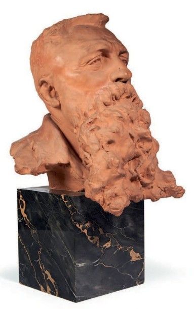 Jules DESBOIS (1851-1935) 
Rodin (vers 1901)
Terre cuite, signée (restaurations).
H_40...