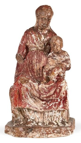 null VIERGE À L'ENFANT en terre cuite polychromé porte la date de 1543.
XIXe siècle...