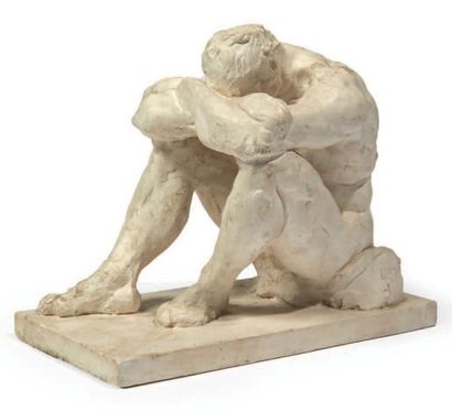 MORGAN SNELL (1920-2007) 
Esquisse en plâtre de la sculpture représentant: «La Force
Retenue»....