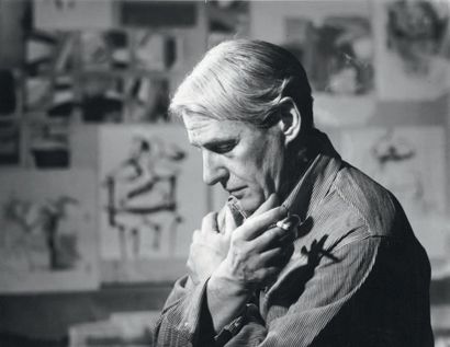 Willem DE KOONING (1904-1997) 
Sans titre, circa 1975-1977
Huile sur papier marouflé...