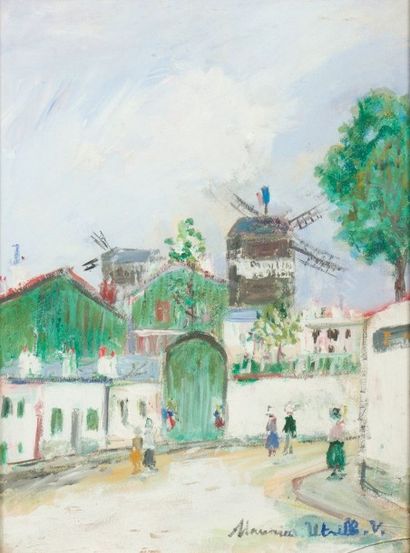 Maurice UTRILLO (1883-1955) 
Le moulin de la galette
Gouache sur papier.
Signée en...