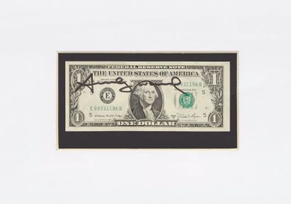 Andy Warhol (1928-1987) 
One dollar, ca 1972
Feutre sur un billet d'un dollar.
H_6,5...