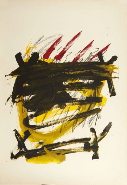 ANTONI TAPIES (1923-2012) 
Sans titre, 1974
Lithographie en couleurs.
Signée en bas...
