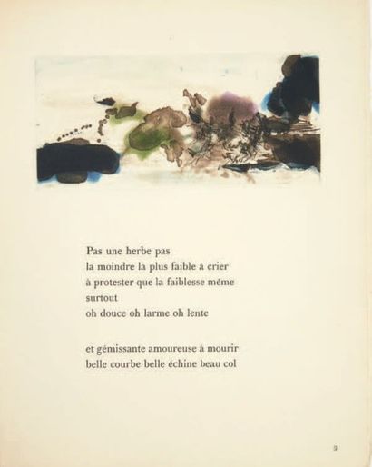 ZAO WOU-KI (1921-2013) 
L'étang, 1972
Jean Lescure illustré par Zao Wou-Ki.
Le portfolio...