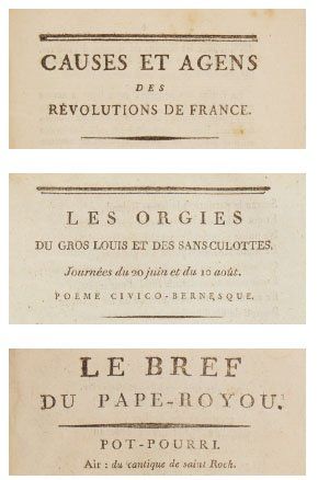null [PAMPHLETS]. Causes et agens des révolutions de France. Sans lieu, [1791]. In-8...