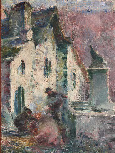 CLAUDE BOURGONNIER (1875-1921) Retour de boeufs, circa 1918-1920 Huile sur toile....