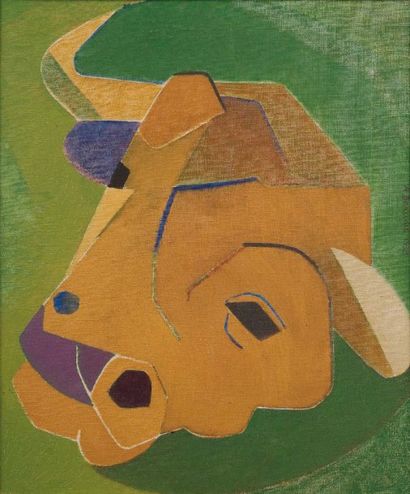 ANDRÉ BEAUDIN (1895-1980) La vache et la prairie, 1938 Huile sur toile. Signée et...