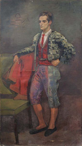 CELSO LAGAR (1891-1966) Portrait de Torero Huile sur toile. H_171 cm L_95 cm Provenance...