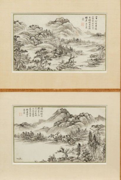 null DEUX ENCRES SUR PAPIER paysages montagneux.
Imitant Wu Zhongkui de la dynastie...