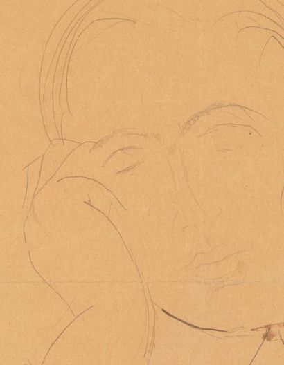 Amedeo MODIGLIANI (1884-1920) 
Portrait d'homme
Dessin au crayon et rehaut d'encre...