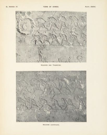DAVIES N. DE G. 
The rock tombs of el Amarna, parts I, II, III, VI, 4 volumes reliés.
Part...