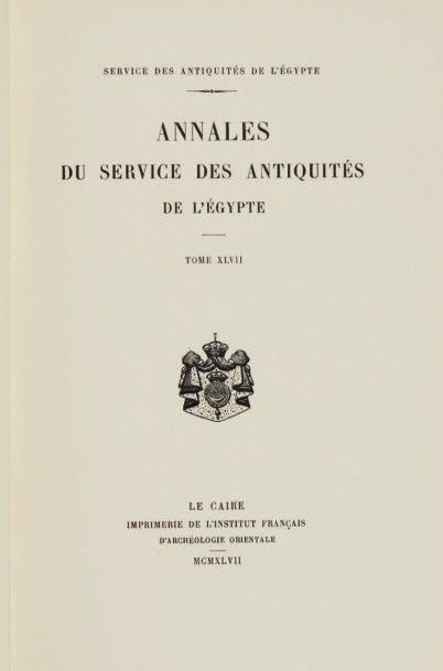 null ANNALES DU SERVICE DES ANTIQUITÉS DE L'ÉGYPTE, ASAE, Le Caire, 1900-1987.
Tomes...