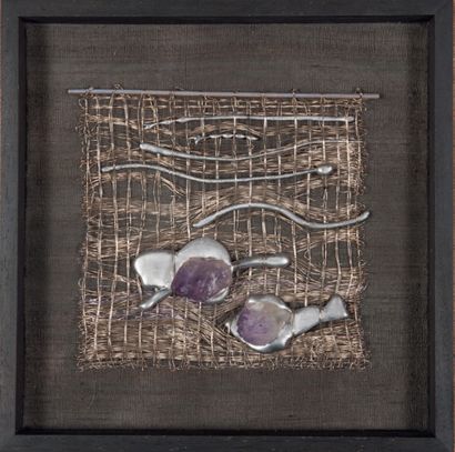 Françoise HUSTIN (1949) Aux îles violettes, 1978.
Tapisserie fils d’acier inoxydable,...