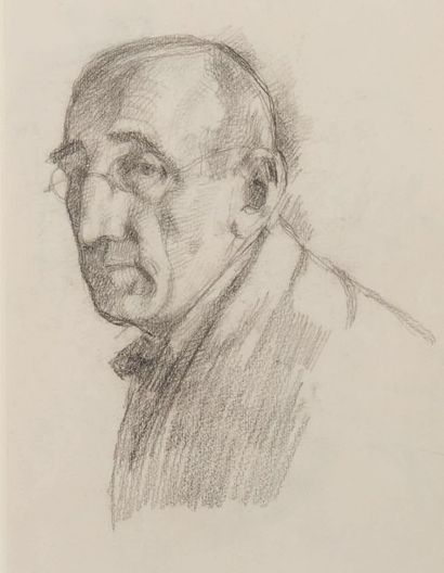 Théo Van RYSSELBERGHE (1862-1926) 
Autoportrait avec lunettes
Crayon sur papier
Cachet...