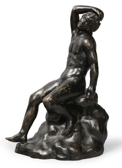 null FAUNE ENDORMI en bronze à patine noir d'après le Faune
Barberini.
Italie, XVIIIe...