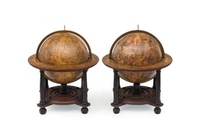BLAEU (WILLEM JANSZOON) 
Globe terrestre et globe céleste. [Amsterdam], 1602 [après...