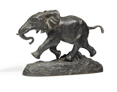 Antoine - Louis BARYE (1795 - 1875) 
Eléphant du Sénégal
Epreuve en bronze patiné,...