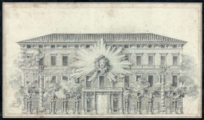 École FRANÇAISE du XVIIIe siècle 
L'illumination du palais Mancini à Rome
Crayon...