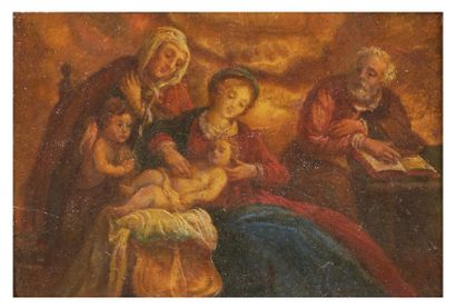 Ecole italienne du XVIIe siècle 
La Sainte Famille avec sainte Elisabeth et le petit...