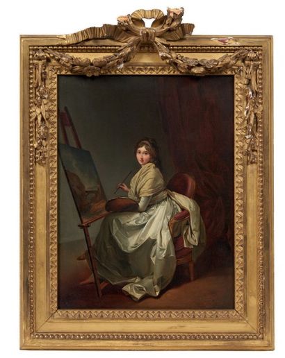 ÉCOLE FRANCAISE du XIXe siècle, suiveur de Louis Léopold BOILLY 
Portrait d'une jeune...
