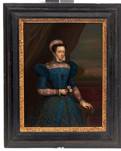 ECOLE ANGLAISE DU XIXe SIÈCLE 
Portrait de Mary, reine d'Ecosse (1542-1587)
Cuivre
H_29...