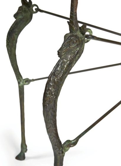 Diego GIACOMETTI (1902-1985) Table aux bouquetins, circa 1955 Bronze à patine brun-vert,...
