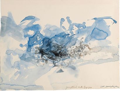 ZAO WOU-KI (1921-2013) Composition, 1972 Aquarelle sur papier d'Arches. Signée et...