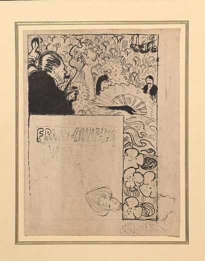 Pierre BONNARD (1867-1947) France Champagne, vers 1891
Encre et lavis sur papier.
Cachet...